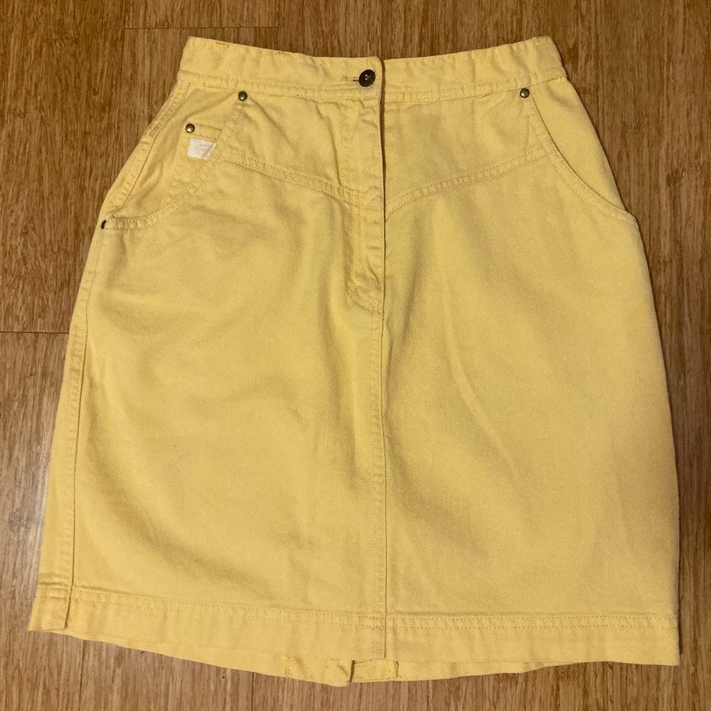 Vintage "Together" Denim Skirt, Western, high waist, pockets, buttons up back